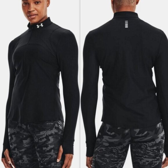 Under Armour Qualifier 2.0 Half Zip Running Long Sleeve Top Black Size Small - Picture 1 of 13